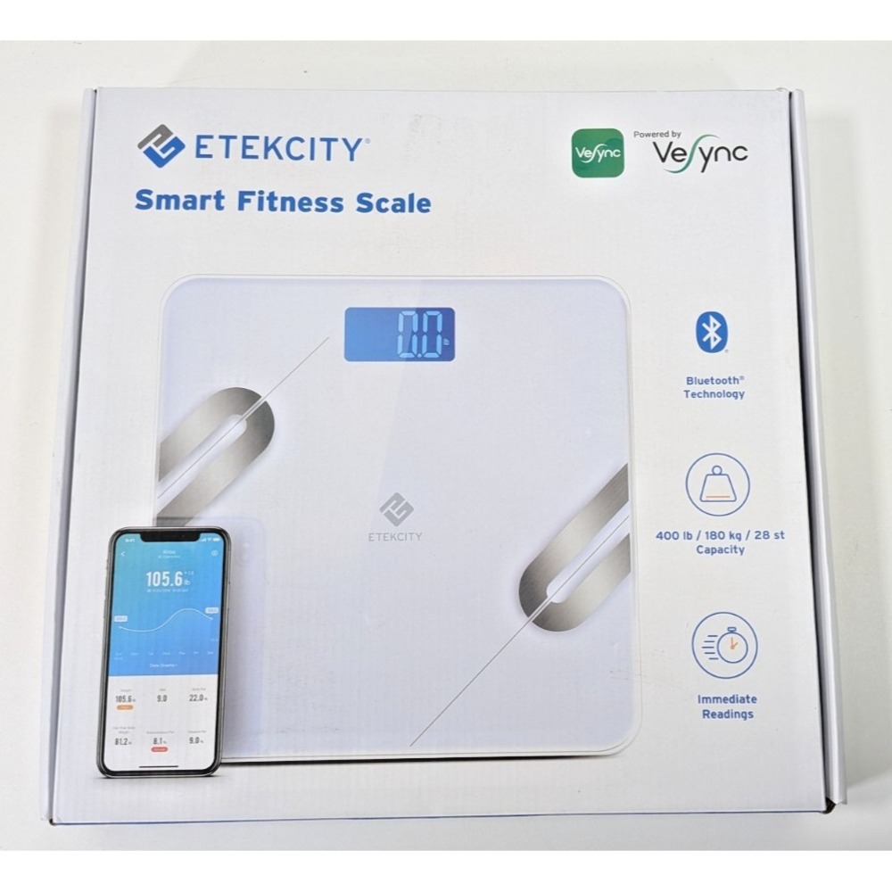 Etekcity Smart Fitness Scale EB9380H Black Bluetooth Digital Body Weight Scale